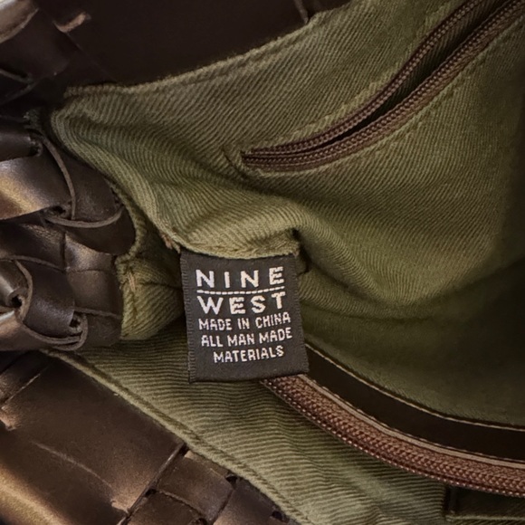 Nine West Metallic “Vegan Leather” Woven Shoulder Bag - Picture 14 of 14